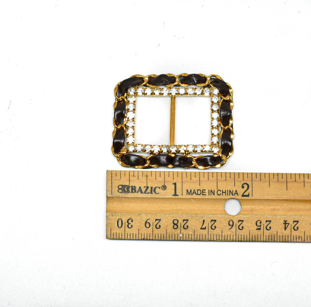 Rhinestone Ribbon Slider Buckle 1.75" x 1.50" - 1 Yard