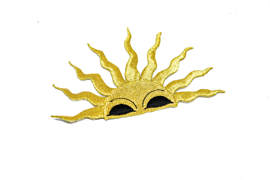 Gold Embroidered Moon Or Sun/Half Sun Iron-On Patch/Applique - Target Trim