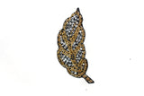 Leaf Rhinestone and Beaded Applique 4.50" x 2" | Leaf Patch Applique -  Target Trim
