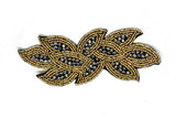 Leaf Shape Rhinestone Beaded Applique 6" x 2" | Leaf Patch Applique - Target Trim