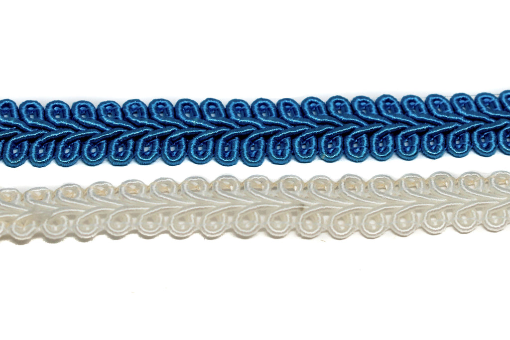 Ocean Blue OR Pearl White Gimp Trim 5/8" - by the yard