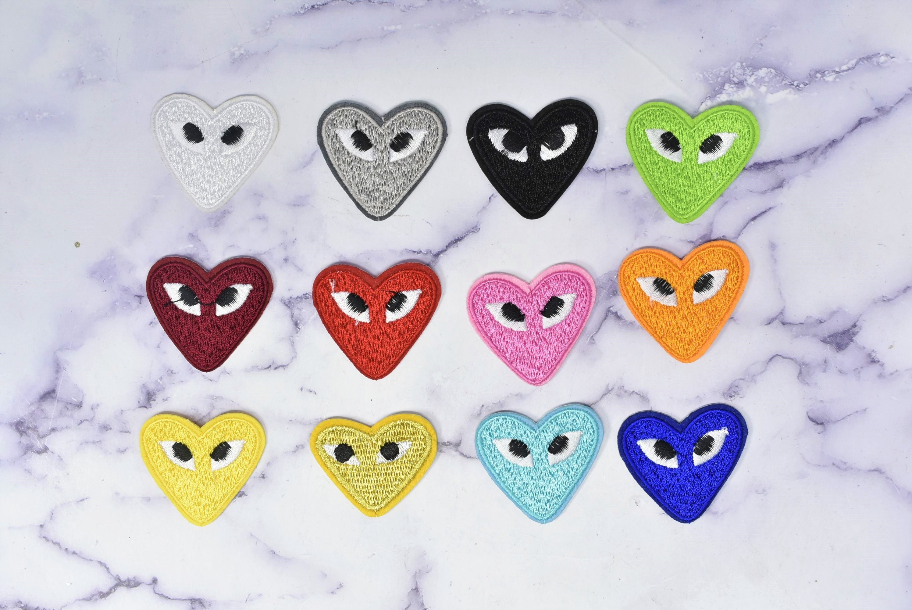 Embroidered Heart with Eyes Patch, Cute Heart Patches