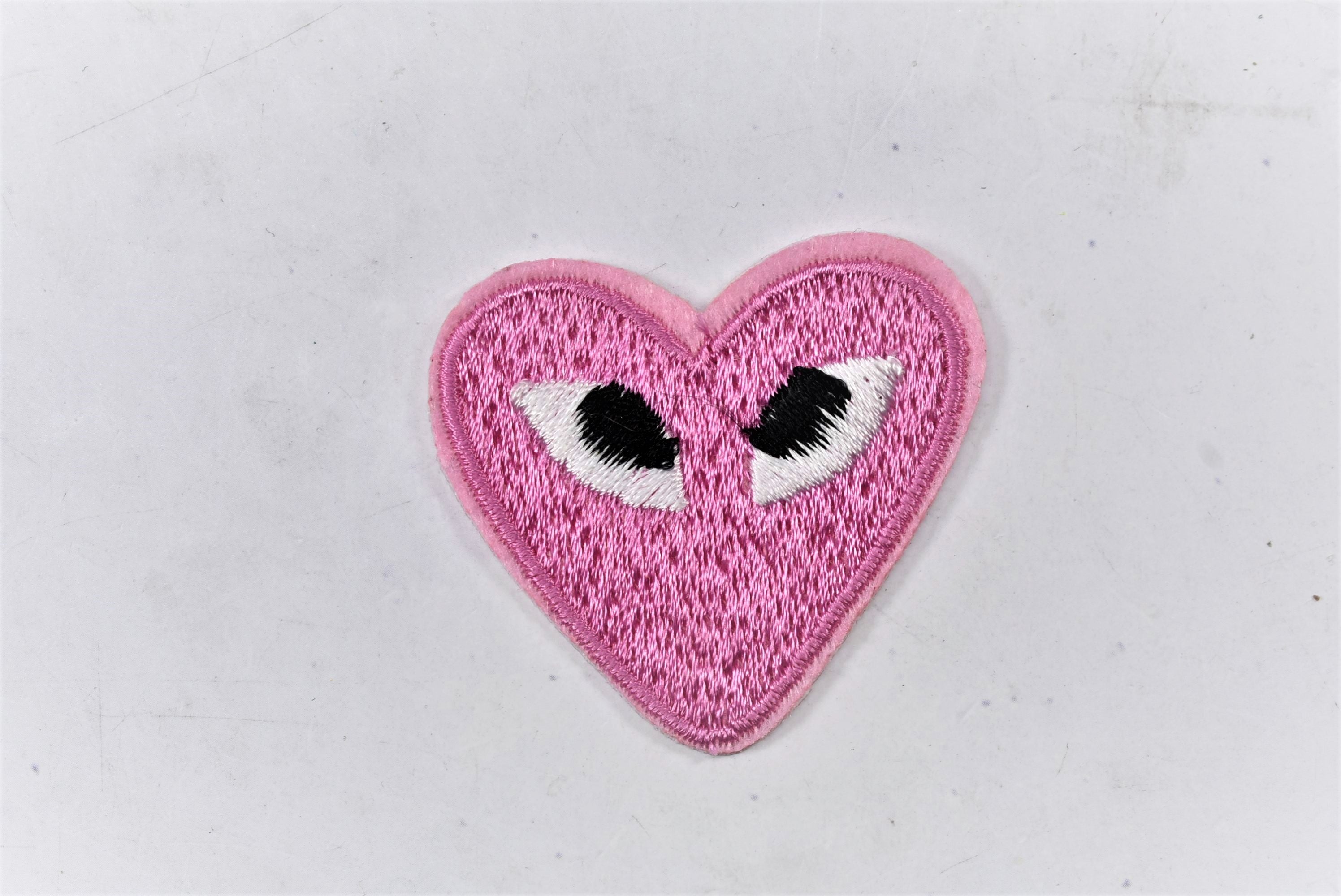 Embroidered Heart with Eyes Patch, Cute Heart Patches