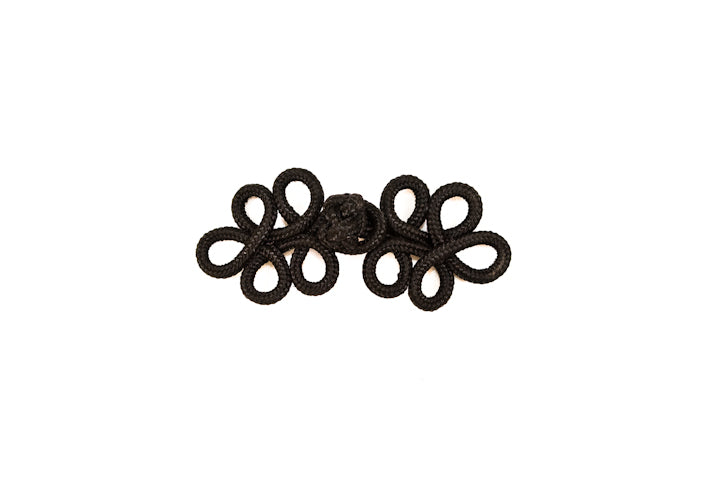 Black Chinese Frog Button Loop (12-Pieces)