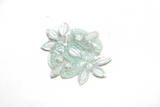 Mint Green and Gold Floral Iron-on Applique with Rhinestone 4" x 3" | Floral Patch Applique - Target Trim