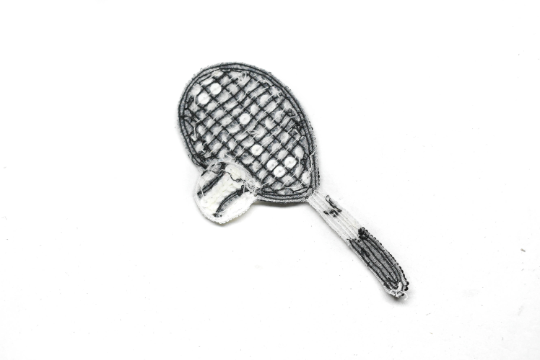 White and Black Tennis Applique with Sequins and Beads | Rocket Patch Applique - Target Trim