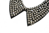 Metallic Silver Beaded Necklace Applique with Rhinestones 9.50" | Patch Applique - Target Trim