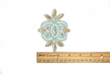 Mint Green and Gold Floral Iron-on Applique with Rhinestone 4" x 3" | Floral Patch Applique - Target Trim