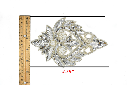 Sequins and Beaded Iron-on Applique Patch 7" x 4.50" | Patch Applique - Target Trim