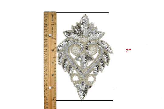 Sequins and Beaded Iron-on Applique Patch 7" x 4.50" | Patch Applique - Target Trim