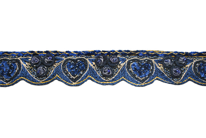 Hand Beaded Flower Design Indian Trim