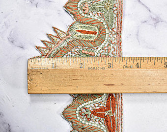 Scalloped Indian Trim by the Yard | Handmade Scallop and Beaded Trim | High Quality Trim | Wedding Decoration Trim | DIY Fashion Accessories