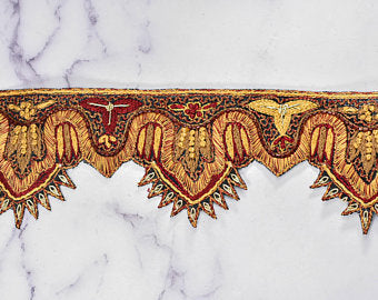 Scalloped Indian Trim by the Yard | Handmade Scallop and Beaded Trim | High Quality Trim | Wedding Decoration Trim | DIY Fashion Accessories