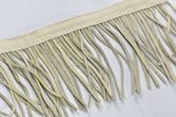 Faux Leather Fringe Trim | Beige Leather Fringe Trim | Ultra Suede Leather Fringe Trim | Fringe Trim By The Yard | Fringe Trim