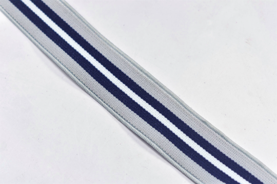 Gray and Navy Blue Sports Elastic | High Quality Sports Elastic Trim | 1" Sports Elastic