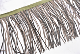 Faux Leather Fringe Trim | Black and Gray Fringe Trim | Ultra Suede Leather Fringe Trim | Fringe Trim | Trim