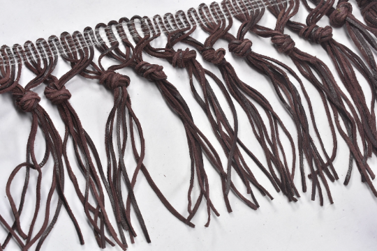 Faux Leather Fringe Trim | Black and Chocolate Trim | Knotted Fringe Trim | Ultra Suede Leather Fringe Trim | Fringe Trim | Trim