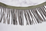 Faux Leather Fringe Trim | Black and Gray Leather Fringe Trim | Ultra Suede Leather Fringe Trim | Faux Leather Fringe Trim By The Yard