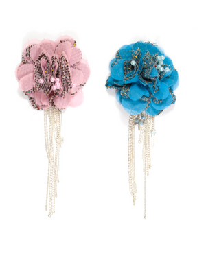 Organza Floral Piece with Dangling Chain - Target Trim