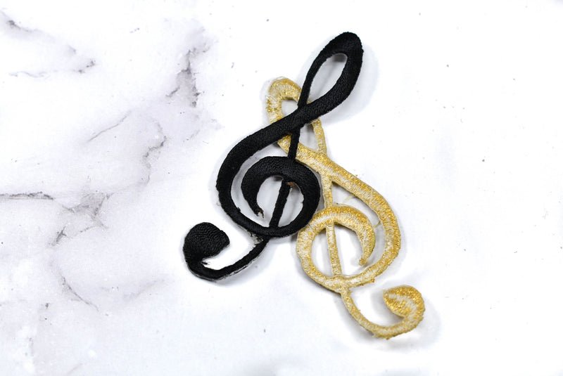 Embroidered Music Note Symbol Patch | Shiny Music Symbol Patch | Music Note Patch Applique | Gold Music Note