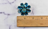 Blue Rhinestone Brooch with Pin | Vintage Blue Flower Brooch | Classy Floral Brooch - Target Trim