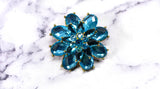 Blue Rhinestone Brooch with Pin | Vintage Blue Flower Brooch | Classy Floral Brooch - Target Trim