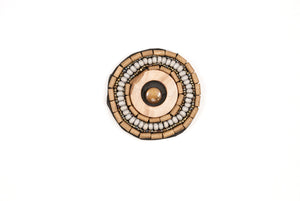 Round Ethnic Wooden Bead Patch / Iron on / Garments / Purses / Home Decor - Target Trim