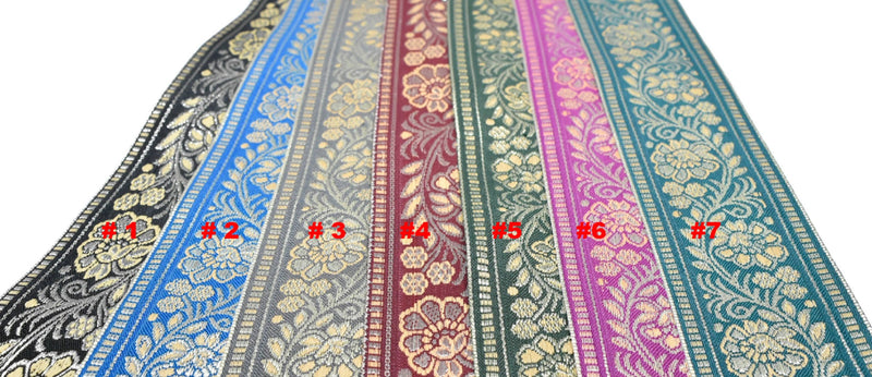 Floral Jacquard Ribbon - Indian Style Trim 2.25" - 1 Yard