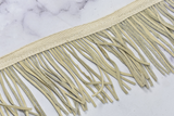 Faux Leather Fringe Trim | Beige Leather Fringe Trim | Ultra Suede Leather Fringe Trim | Fringe Trim By The Yard | Fringe Trim