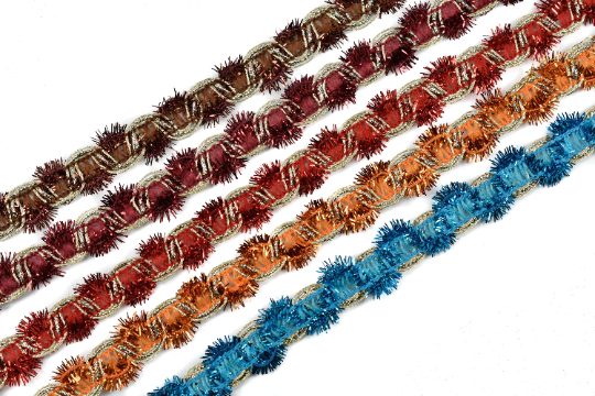 Multi Color Tinsel Fiber Trim | Christmas Decorating Trim | Tinsel Trim | Sew on Tinsel | Christmas Costume Trim | Gift Wrapping Tinsel Trim