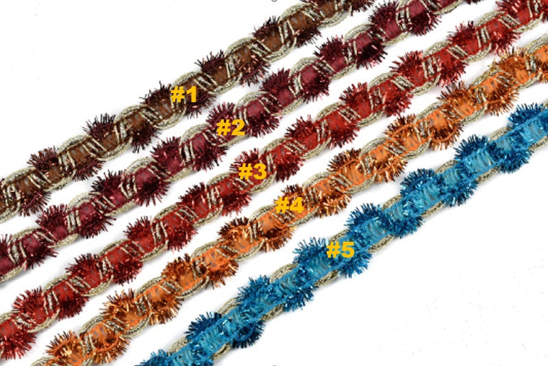 Multi Color Tinsel Fiber Trim | Christmas Decorating Trim | Tinsel Trim | Sew on Tinsel | Christmas Costume Trim | Gift Wrapping Tinsel Trim