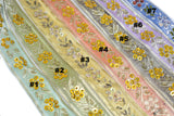 Assorted Sequins Beaded Floral Indian Trim 1.25" | Floral Indian Trim | Indian Trim | Sequins Trim | Trim