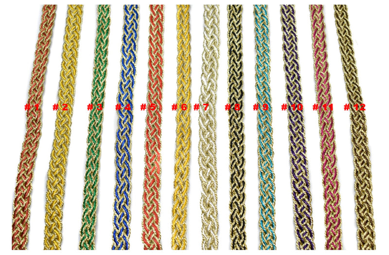 Metallic Two-Tone Braided Gimp Trim 1/2" - by the yard