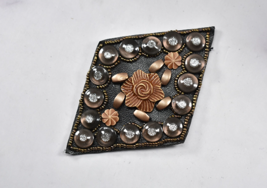 Beaded Iron-on Patch | Beaded Diamond Applique with a Golden Flower Design | Multi-Color Beaded Applique Patch | Patch | Applique - Target Trim