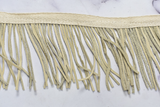 Faux Leather Fringe Trim | Beige Leather Fringe Trim | Ultra Suede Leather Fringe Trim | Fringe Trim By The Yard | Fringe Trim