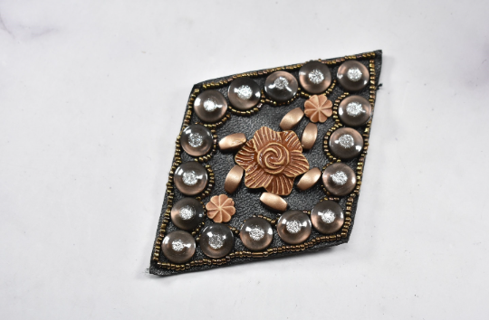 Beaded Iron-on Patch | Beaded Diamond Applique with a Golden Flower Design | Multi-Color Beaded Applique Patch | Patch | Applique - Target Trim