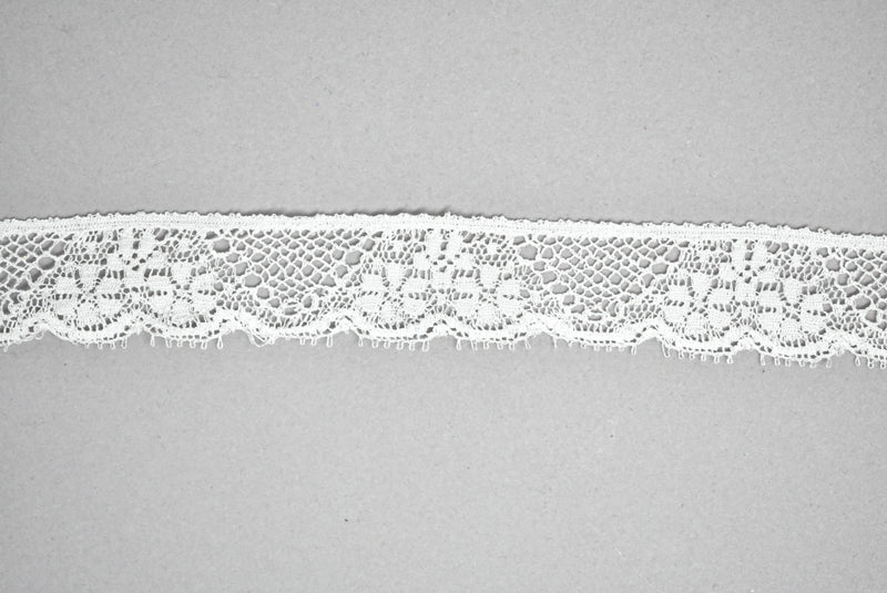 White Floral Lace Trim 1" - 1 Yard