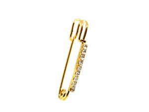 Gold Exotic Rhinestone Safety-Pin 2.50" - 1 Piece