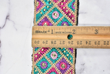 Beautiful Multi-Color Embroidered Trim | Multi-Color Trim by the Yard | High-Quality Multi-Color Trim | Beaded Multi Color Trim I 2.25"