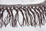 Knotted Faux Leather Fringe Trim | Chocolate Leather Fringe Trim | Ultra Suede Leather Fringe Trim | Fringe Trim | Trim