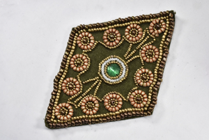 Beaded Iron-on Patch | Beaded Diamond Applique with a Rhinestone | Multi-Color Beaded Applique with a Rhinestone | Patch | Applique - Target Trim