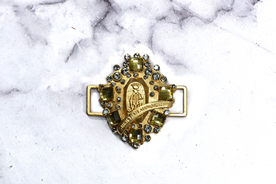 Designer Brand Buckle Slider | Gold Rhinestone Ribbon Slider | Designer Belt Sash | Mini Slide Buckle with Rhinestones Target Trim