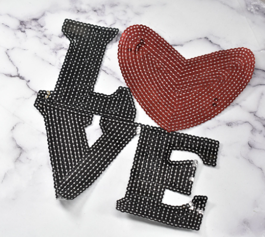 LOVE Letter and Heart Sequined Applique Patch