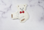Soft Embroidered Cartoon Bear Patch | White Bear with Bow tie Patch | Faux Fur Applique | | DIY Fashion | Red Bow Bear Applique