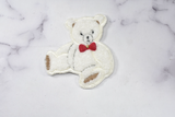 Soft Embroidered Cartoon Bear Patch | White Bear with Bow tie Patch | Faux Fur Applique | | DIY Fashion | Red Bow Bear Applique - Target Trim