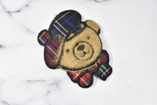 Cartoon Faux Fur Embroidered Brown Bear Patch  | Bear with Hat | Applique | Iron-On Patch Embroidered | DIY Fashion | Cute Teddy Bear Patch-Target Trim