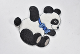 Embroidered Bear Patch with Soft Fabric | Black and White Bear With Bow Tie| Iron-On Patch Embroidered | DIY Fashion | Cute Teddy Bear Patch