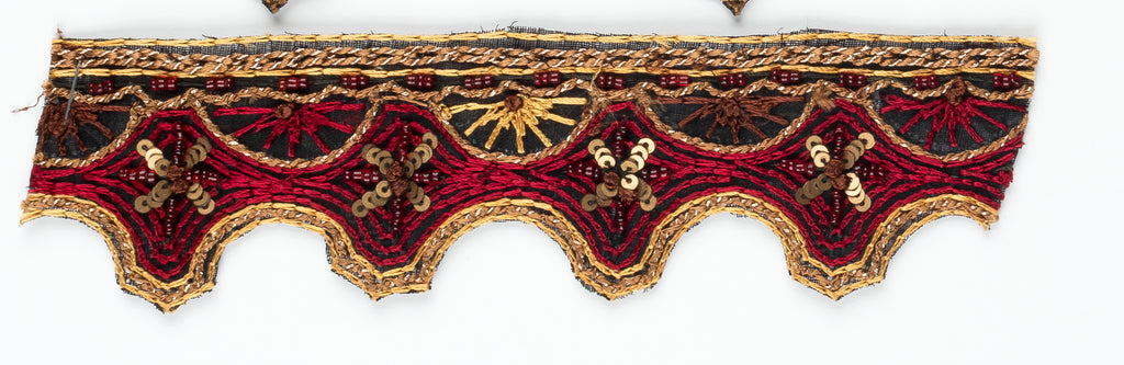 Gold, Red and Brown Handmade Indian Trim with Floral Sequins - Target Trim