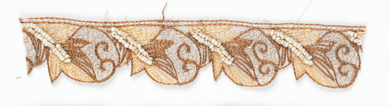 Floral Beaded Handcrafted Indian Trim WITH Fur