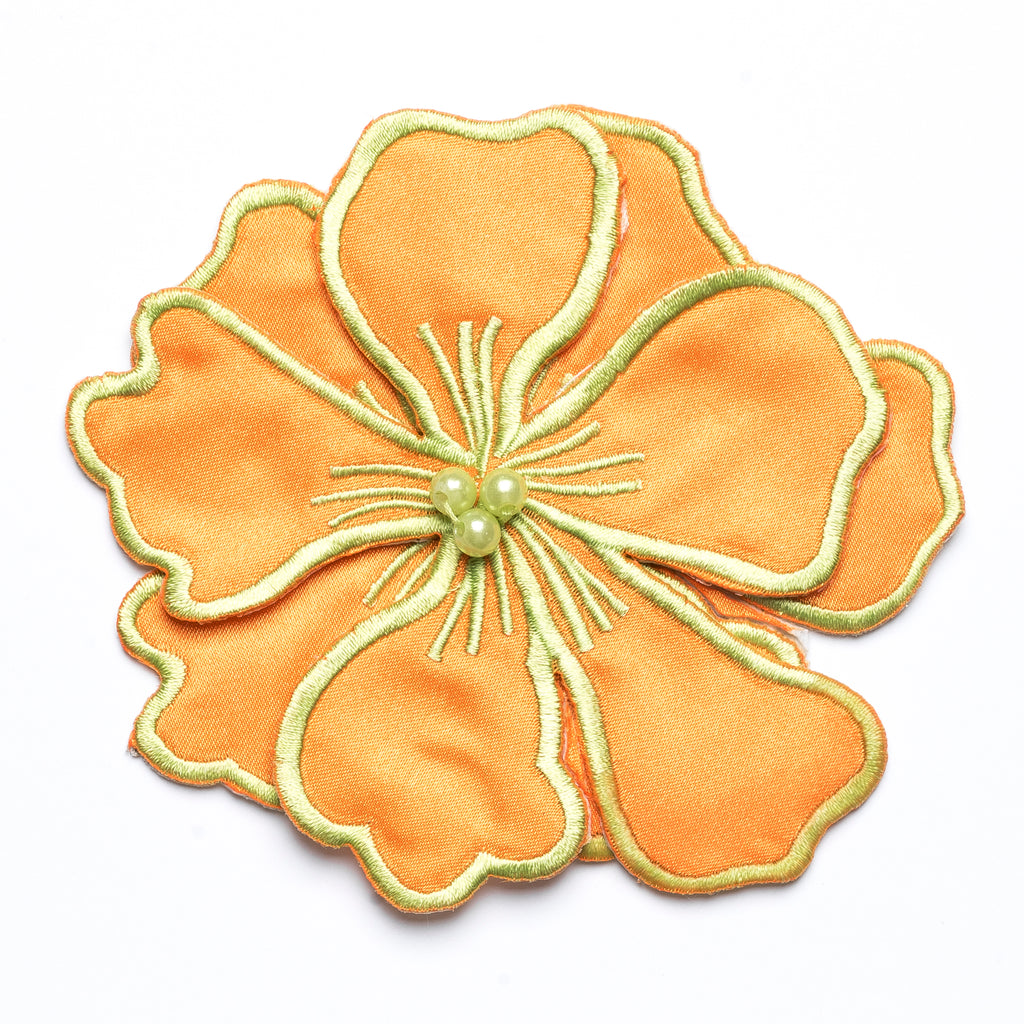 Magnolia Satin Flower applique with Embroidery Accent - Target Trim
